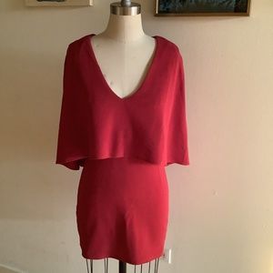 Red Cape Sleeve Mini Dress Size Small
